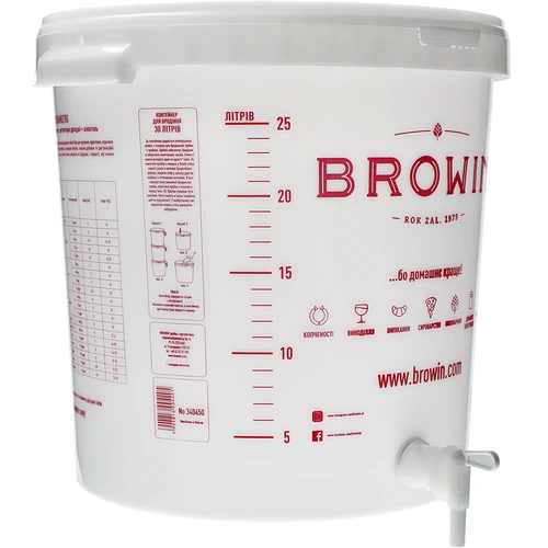 Fermentatore 30 L con coperchio, rubinetto e gorgogliatore (UA) - 5