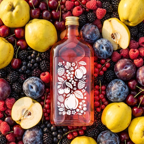 Fiaschetta 500 ml con tappo a vite e stampa 'Frutti', modello 2 - 6