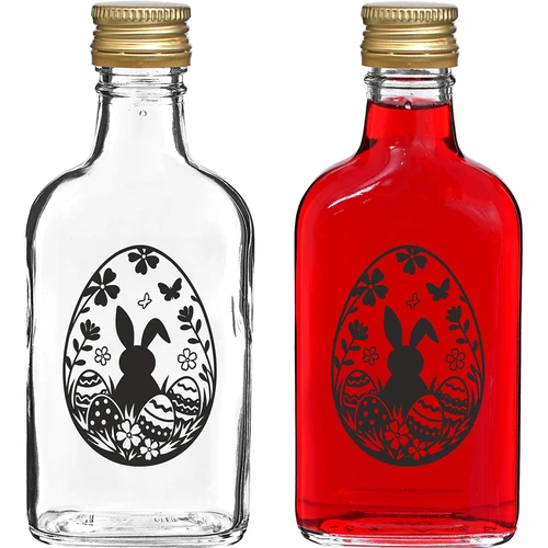 Bottiglia tipo fiaschetta 200 ml con tappo a vite, stampa "Uovo di Pasqua", 1 pz.