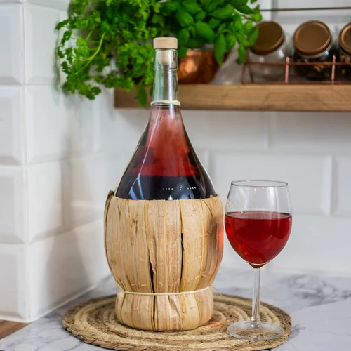 Fiasco in vetro con impagliatura per vino - 2 L - 3