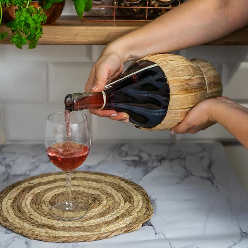 Fiasco in vetro con impagliatura per vino - 2 L - 4