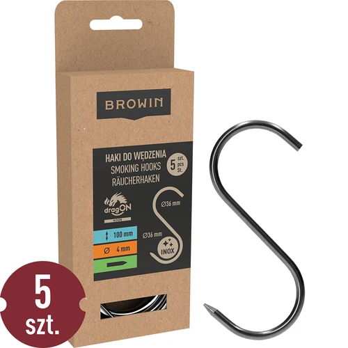Ganci per affumicatura - a S, affilati, 4 mm x 100 mm, 5 pezzi