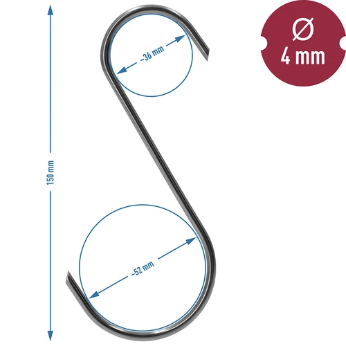 Ganci per affumicatura - S, tagliati 45° 4mm x 150mm 5 pezzi - 7