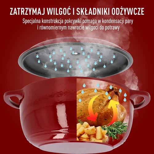 Garnek żeliwny emaliowany - bordowy, 5,8L - 6