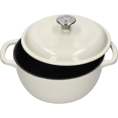 Garnek żeliwny emaliowany - ecru, 4 L - 2