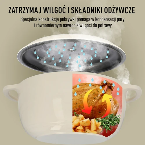 Garnek żeliwny emaliowany - ecru, 5,8L - 6