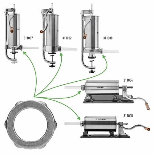 Ghiera filettata per insaccatrici Browin n. 311002, 311004, 311005, 311007, 311008 - 3