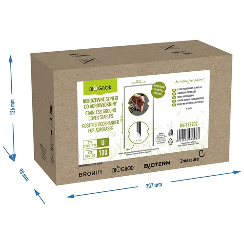 Graffe a U in acciaio inox per tessuto pacciamante - 100 pezzi - 8