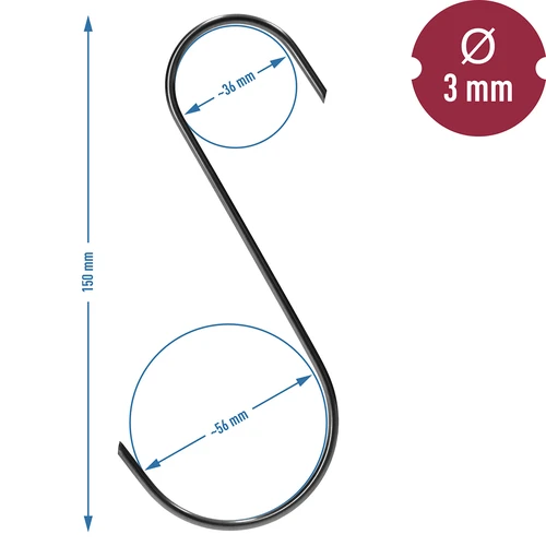 Haki do wędzenia - S, cięte 45° 3mm x 150mm 5 szt. - 6