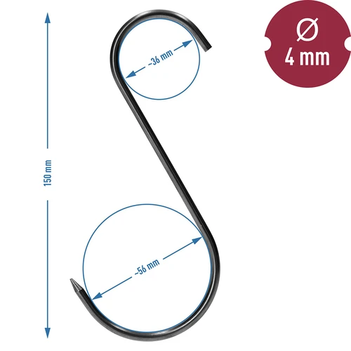 Haki do wędzenia - S, ostrzone, 4mm x 150mm 5 szt. - 6