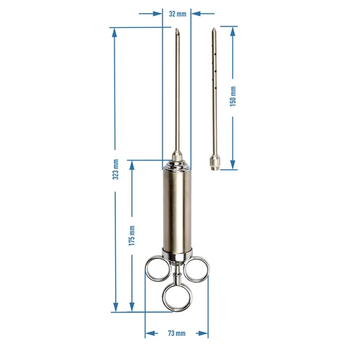 Iniettore in acciaio inossidabile 60 ml + 2 aghi - 11