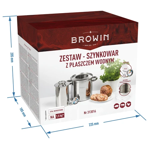 Kit con camicia d'acqua - cuoci-prosciutto 1,5 kg + pentola - 16
