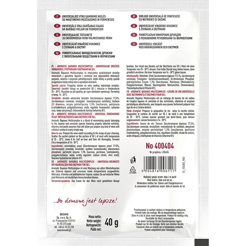 Kit di avviamento Aromatic Bayanus Multicomplex per vino, 40 g - 2