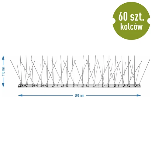 Kolce na ptaki, na metalowej listwie, 10 szt. - 9