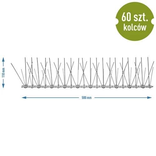 Kolce na ptaki, na plastikowej listwie, 10 szt. - 9