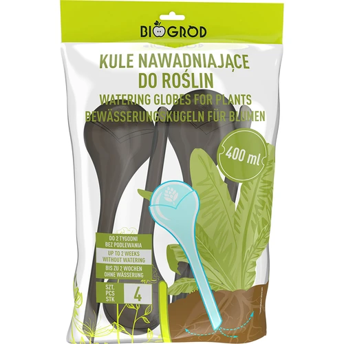 Kule nawadniające do roślin, czarne przezroczyste, 400 ml, 4 szt. - 3