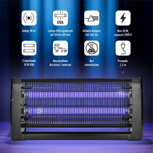 Lampada insetticida UVA 20 W, nera - 6