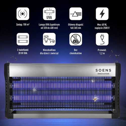 Lampada insetticida UVA 40 W, argento - 6