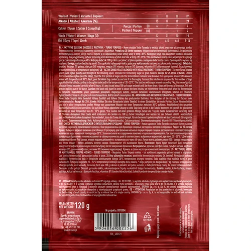 Lieviti da distilleria Turbo Torpedo 72h 21% - 120 g - 3