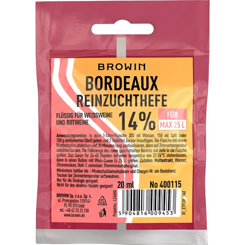 Lieviti enologici Bordeaux, 20 ml DE/EN  - 1 