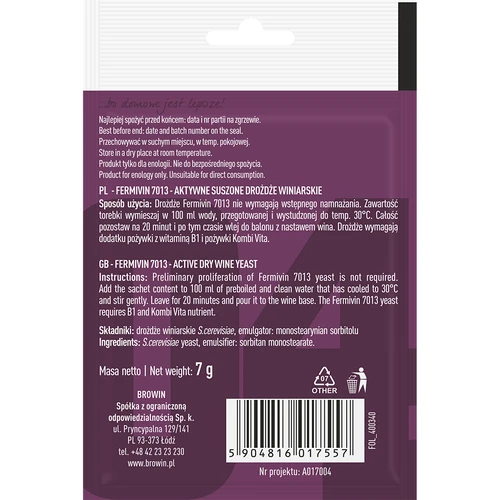 Lieviti per vino Fermivin 7013, 7 g - 2
