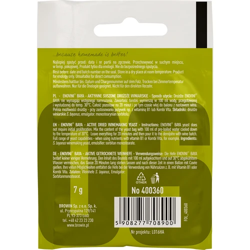 Lievito enologico Enovini® BAYA, 7 g - 2