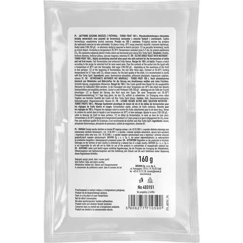 Lievito enologico Turbo Fruit per 100 L (fermentazione 5-7 giorni) - 2
