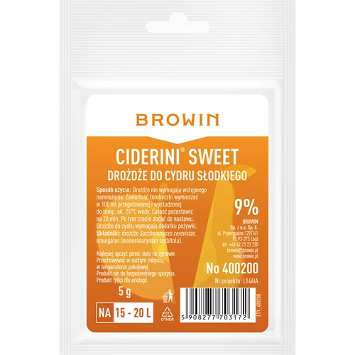 Lievito per sidro Ciderini Sweet, 5 g
