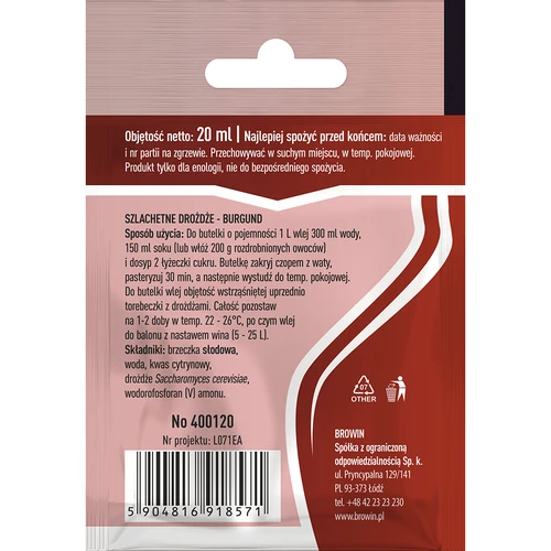 Lievito per vino Burgund, 20 ml - 2