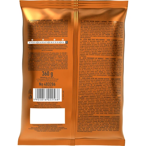 Lievito Turbo X-Harmony 18%, 100 L, 360 g - 2