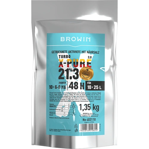 Lievito Turbo X-Pure 21,3 %, 10 x 25 L - 1,35 kg
