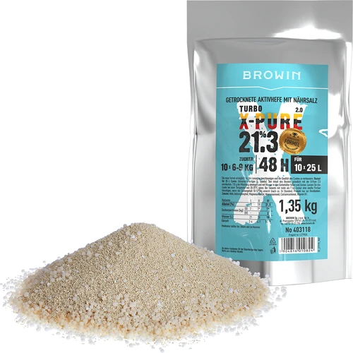 Lievito Turbo X-Pure 21,3 %, 10 x 25 L - 1,35 kg - 2