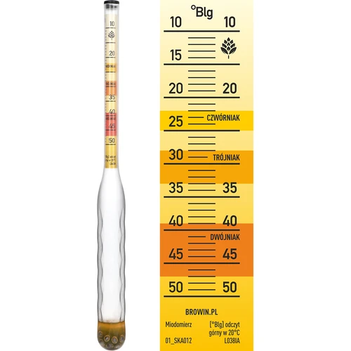 Miodomierz nietłukący z probówką, zakres pomiaru 10-50°Blg - 4
