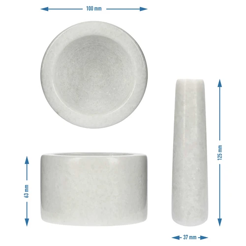 Mortaio da cucina in marmo, bianco, fi 10 cm - 10