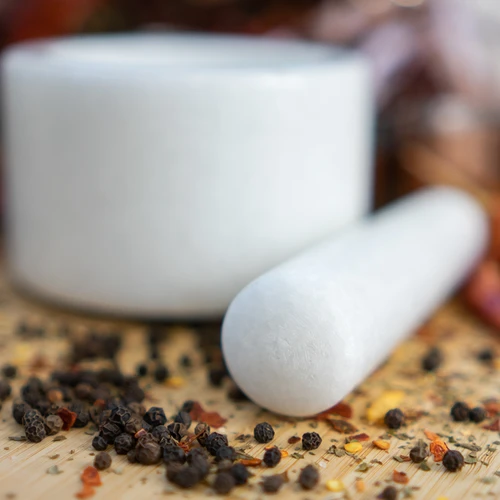 Mortaio da cucina in marmo, bianco, Ø 10 cm - 12