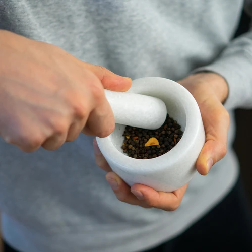 Mortaio da cucina in marmo, bianco, Ø 10 cm - 13