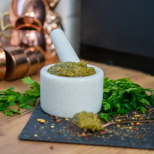 Mortaio da cucina in marmo, bianco, Ø 10 cm - 14