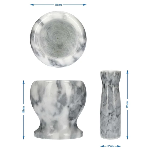 Mortaio da cucina in marmo, grigio, fi 10,5 cm - 10