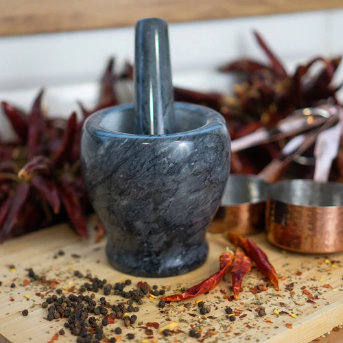 Mortaio da cucina in marmo, nero, fi 10,5 cm - 11
