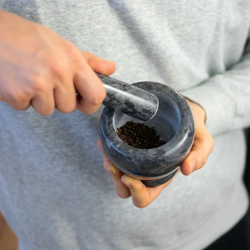 Mortaio da cucina in marmo, nero, fi 10,5 cm - 13
