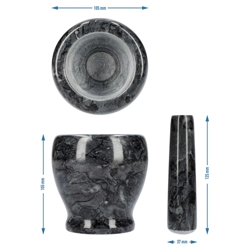 Mortaio da cucina in marmo, nero, fi 10,5 cm - 10