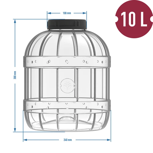 Nietłukący, wielofunkcyjny słoik z czarną zakrętką,  10L - 3