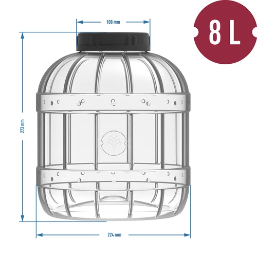 Nietłukący, wielofunkcyjny słoik z czarną zakrętką, 8L - 3