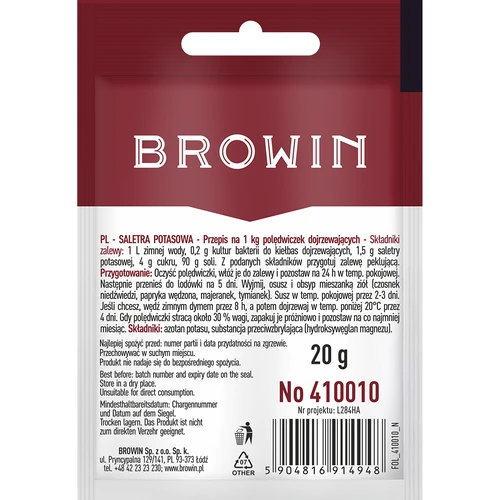 Nitrato di potassio (salnitro) per la salagione della carne, 20 g - 2