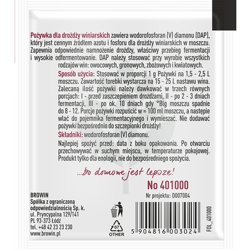Nutriente per lieviti enologici, 10 g - 2