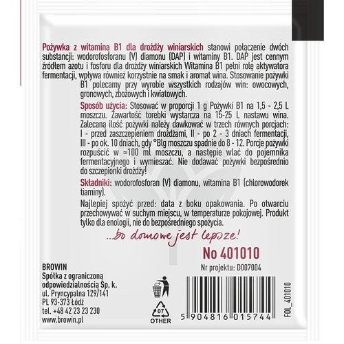 Nutriente per lieviti enologici con vitamina B1, 10 g - 2