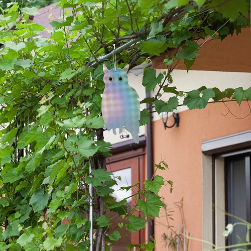 Pendente riflettente repellente per uccelli - gufo con campanelli - 10