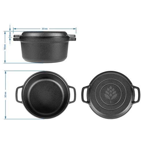Pentola in ghisa con padella, 5 L + 1 L - 9