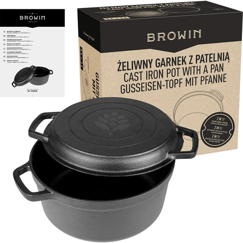 Pentola in ghisa con padella, 5 L + 1 L - 10