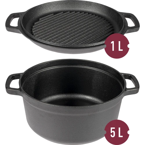Pentola in ghisa con padella, 5 L + 1 L - 2